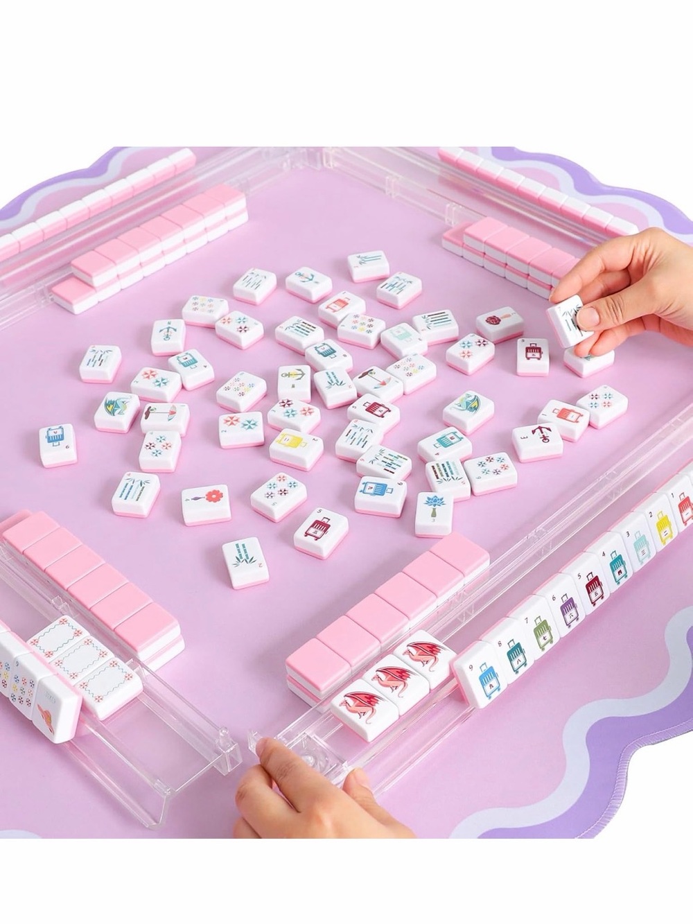 American Mahjong Tile Set - White Tiles with Multicolor Travel theme - Picture 4 of 9